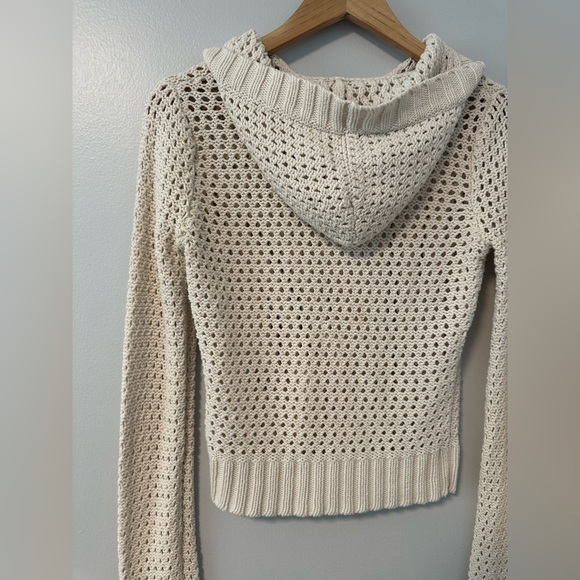 Abercrombie & Fitch Vintage Cream Knit Button Up Hooded Cardigan Womens Large - Picture 5 of 5